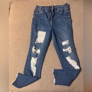 Fashion Nova Ripped Blue Skinny Jeans